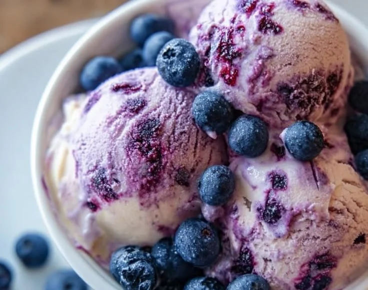 无码性午夜视频在线观看 Blueberry Greek Frozen Yogurt topped with fresh blueberries